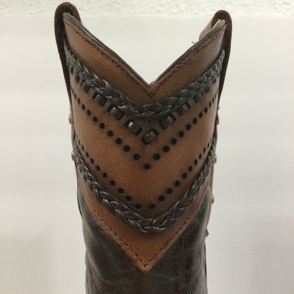 Quincy Cowgirl Cowboy Western Boho Brown Braided Buckle Square Toe Boots - Picture 4 of 15